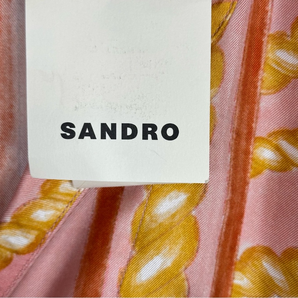 Sandro Alexiane Silk Dress‎ Multicolor Chain Print Pink Orange Blue Size 36 US 4 - Picture 8 of 16